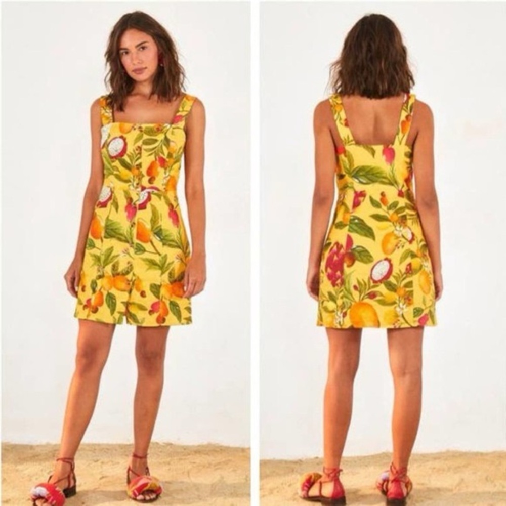 Farm Rio Fruit Lovers Linen Mini Dress XS